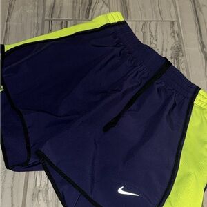 Nike Navy and Neon Yellow Running Shorts
